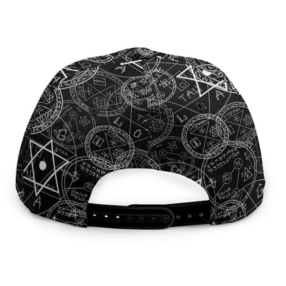 Black And White Mystic Witch Print Snapback Cap