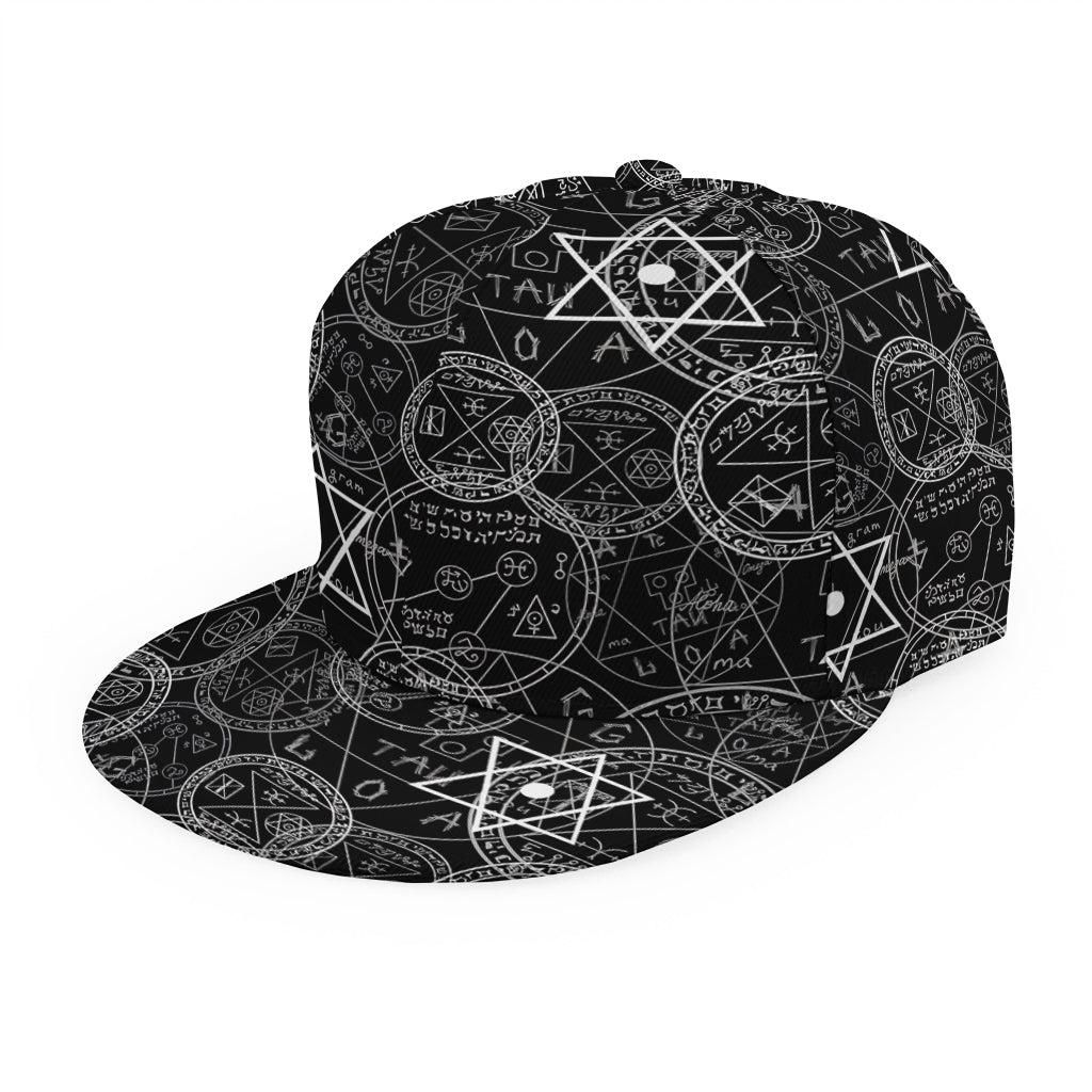 Black And White Mystic Witch Print Snapback Cap