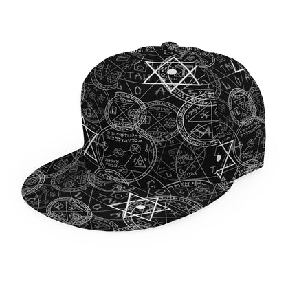 Black And White Mystic Witch Print Snapback Cap