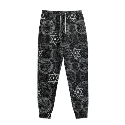 Black And White Mystic Witch Print Sweatpants