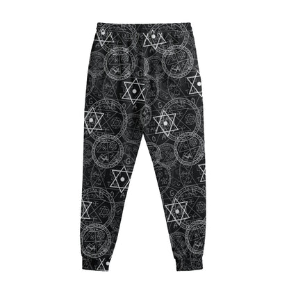 Black And White Mystic Witch Print Sweatpants