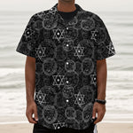 Black And White Mystic Witch Print Textured Short Sleeve Shirt