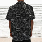 Black And White Mystic Witch Print Textured Short Sleeve Shirt