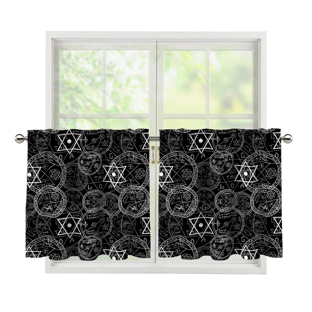 Black And White Mystic Witch Print Tier Curtains