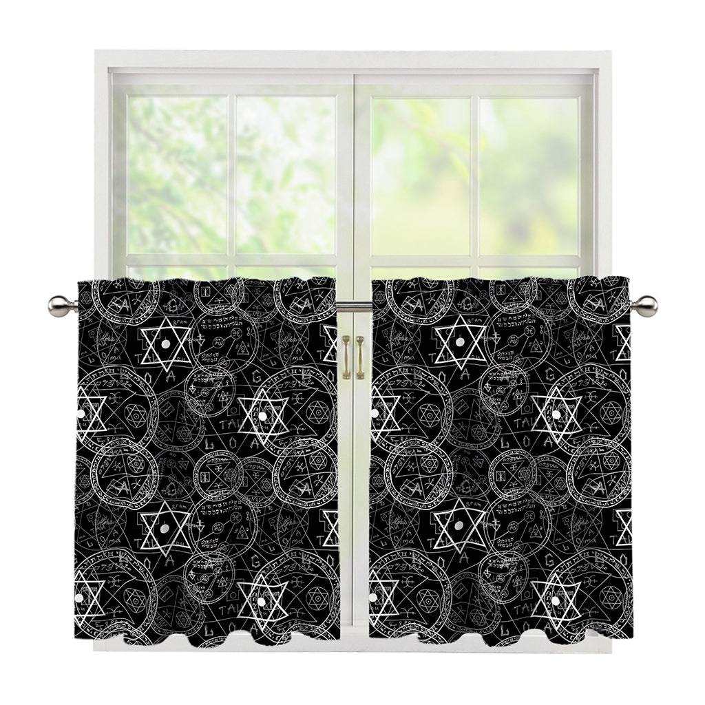 Black And White Mystic Witch Print Tier Curtains