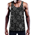 Black And White Mystic Witch Print Men's Workout Tank Top