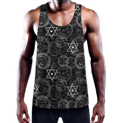 Black And White Mystic Witch Print Training Tank Top