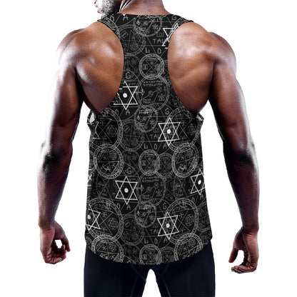 Black And White Mystic Witch Print Training Tank Top