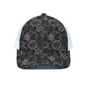 Black And White Mystic Witch Print White Mesh Trucker Hat