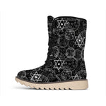 Black And White Mystic Witch Print Winter Boots