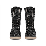 Black And White Mystic Witch Print Winter Boots