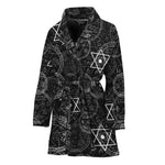 Black And White Mystic Witch Print Women's Bathrobe
