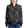 Black And White Mystic Witch Print Women's Bomber Jacket