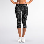 Black And White Mystic Witch Print Women's Capri Leggings