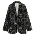 Black And White Mystic Witch Print Women's Cotton Blazer