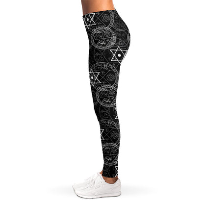 Black And White Mystic Witch Print Women's Leggings