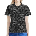 Black And White Mystic Witch Print Women's Polo Shirt