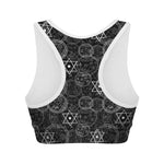 Black And White Mystic Witch Print Women's Sports Bra