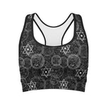 Black And White Mystic Witch Print Women's Sports Bra