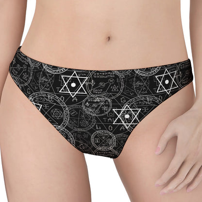 Black And White Mystic Witch Print Women's Thong