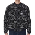 Black And White Mystic Witch Print Zip Sleeve Bomber Jacket