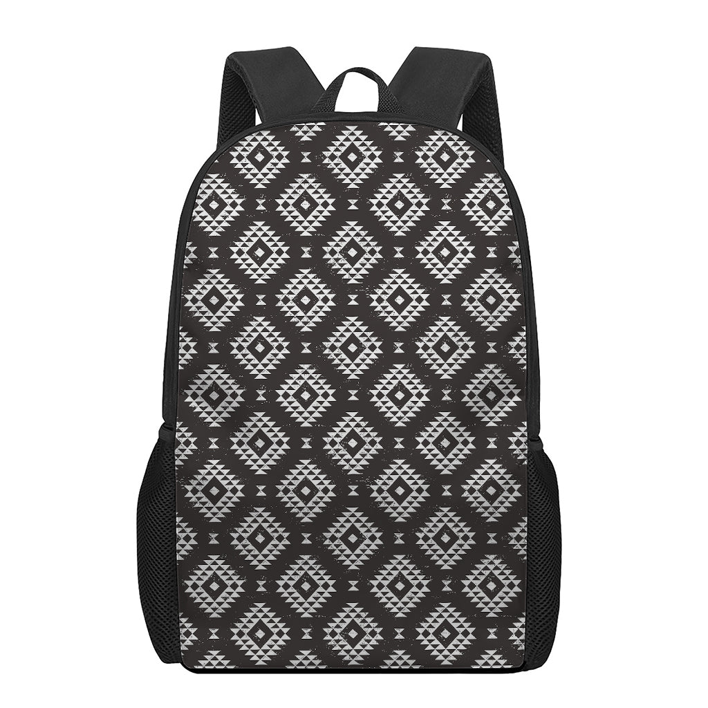Black And White Navajo Pattern Print 17 Inch Backpack