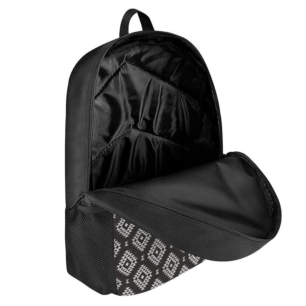 Black And White Navajo Pattern Print 17 Inch Backpack