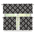 Black And White Navajo Pattern Print 3 Piece Kitchen Curtains