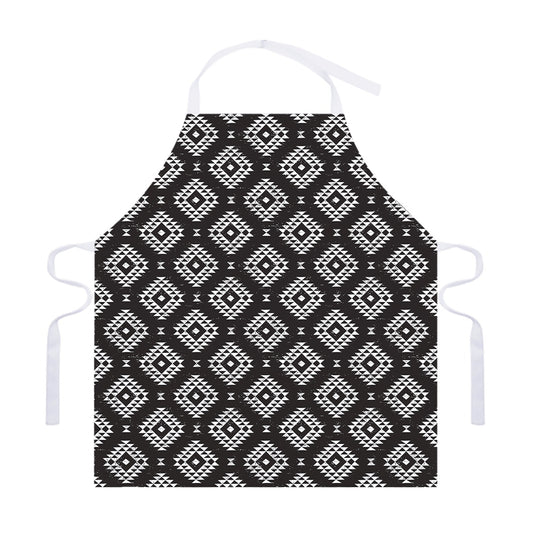 Black And White Navajo Pattern Print Adjustable Apron