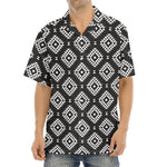 Black And White Navajo Pattern Print Aloha Shirt