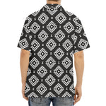 Black And White Navajo Pattern Print Aloha Shirt