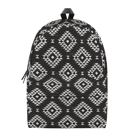 Black And White Navajo Pattern Print Backpack