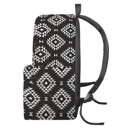Black And White Navajo Pattern Print Backpack