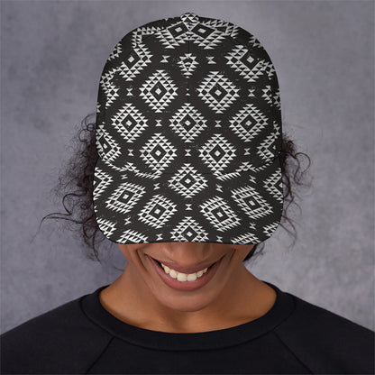 Black And White Navajo Pattern Print Baseball Cap
