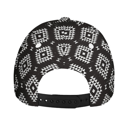Black And White Navajo Pattern Print Baseball Cap