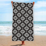Black And White Navajo Pattern Print Beach Towel