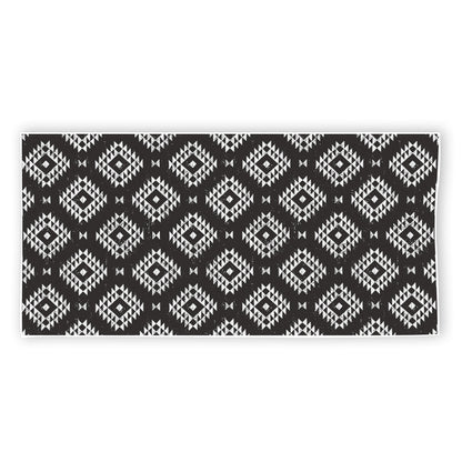 Black And White Navajo Pattern Print Beach Towel