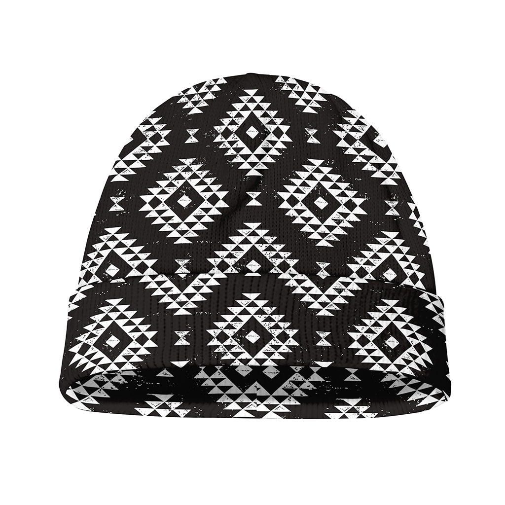 Black And White Navajo Pattern Print Beanie