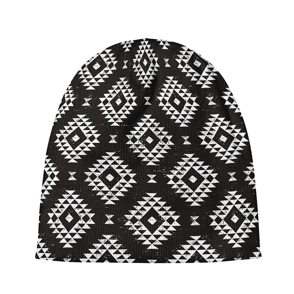 Black And White Navajo Pattern Print Beanie