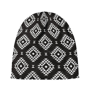 Black And White Navajo Pattern Print Beanie