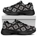 Black And White Navajo Pattern Print Black Chunky Shoes