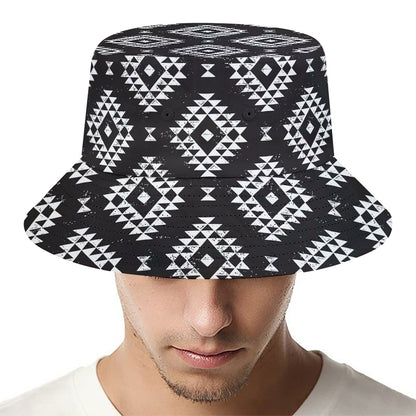 Black And White Navajo Pattern Print Bucket Hat