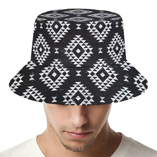 Black And White Navajo Pattern Print Bucket Hat
