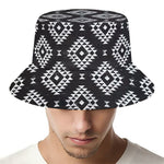 Black And White Navajo Pattern Print Bucket Hat