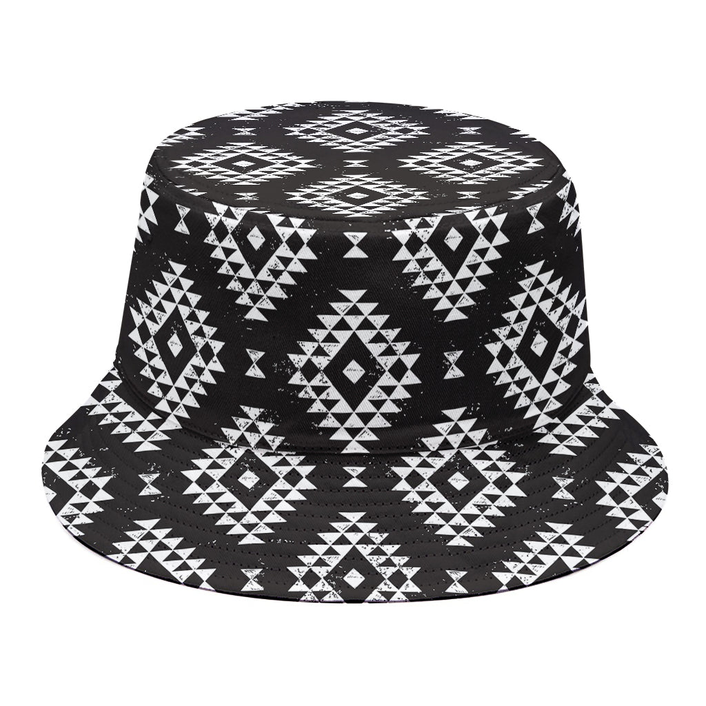 Black And White Navajo Pattern Print Bucket Hat