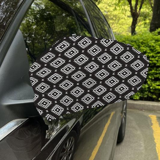 Black And White Navajo Pattern Print Car Side Mirror Covers