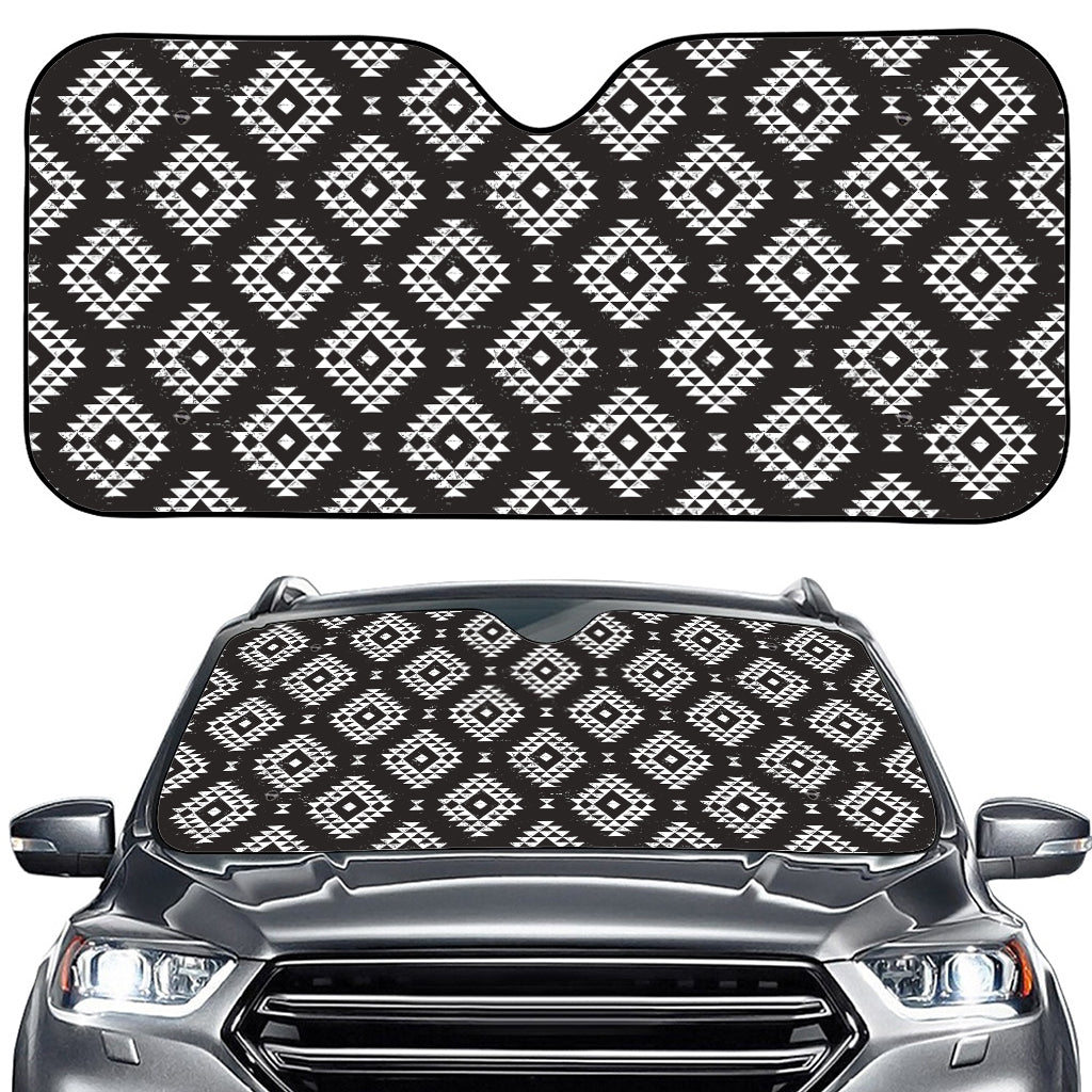 Black And White Navajo Pattern Print Car Windshield Sun Shade