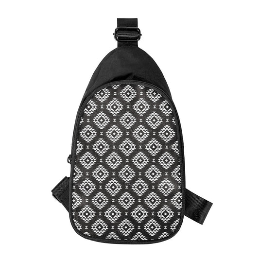 Black And White Navajo Pattern Print Chest Bag