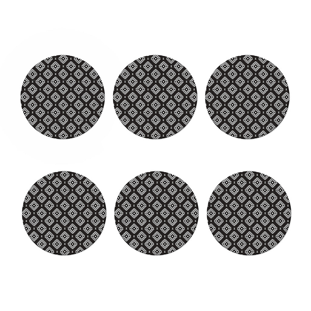Black And White Navajo Pattern Print Coaster Set