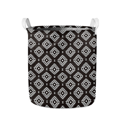 Black And White Navajo Pattern Print Collapsible Laundry Basket